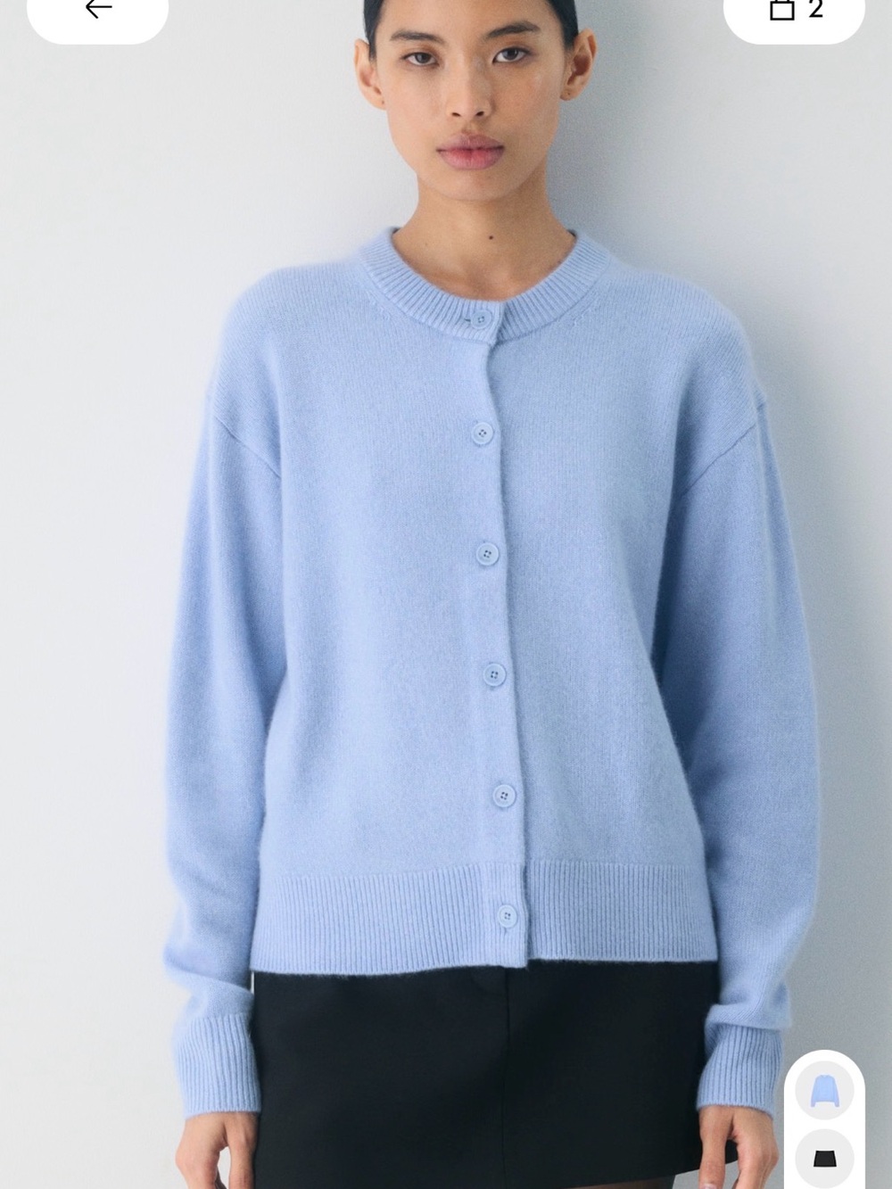 Aritzia Light Blue Button-Front Cashmere Cardigan